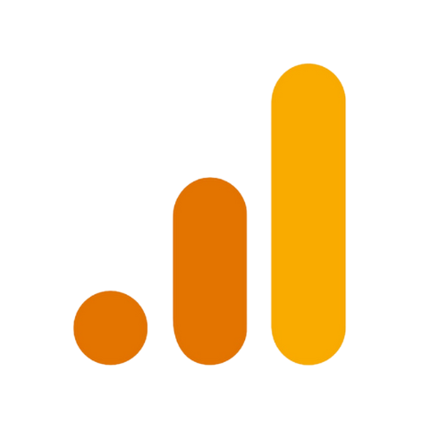 Three orange bars of varying lengths Google Analytics advertising certificate on a white background