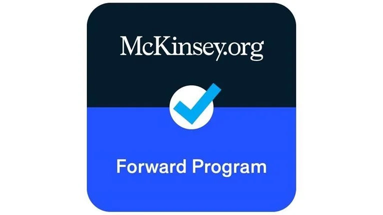 Logo of McKinsey.org business certificate with a checkmark icon on a white background